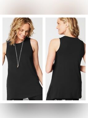 J. JILL Pima Sleeveless Tunic Tank Small Black 100% Pima Cotton